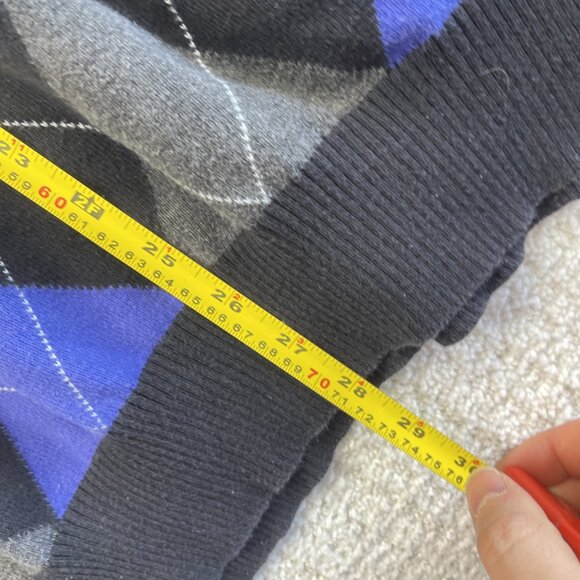 VTG Tommy Hilfiger Argyle Sweater Mens Purple / Black Diamond Dark Academia Read - Picture 8 of 11